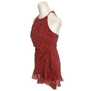Abercrombie & Fitch Red Floral Halter Tie Tank Summer Sun Wrap Dress Medium